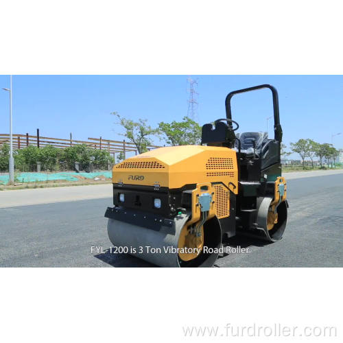 Driving 3 Ton Vibratory Road Roller Mini Road Roller Compactor FYL-1200